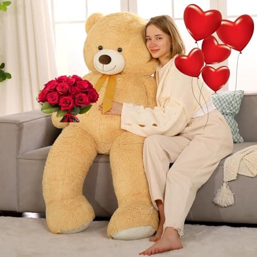 Tezituor 59 Gaint Teddy Bear Stuffed Animal5ft Life Size Big Teddy BearsLight Brown Cute Soft Plush ToyGifts for Kids Girls Boys Girlfriend ValentineChristmasBirthdayBaby ShowerWedding Party
