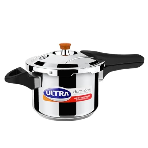 Ultra Duracook Pressure Cooker 3 Litre | AISI 304 Food Grade Stainless Steel Cooker | 10 Years Warranty | High Impact 3-Layer Composite Base | Bakelite Handles | Keeps Food Warm for up to 2 Hours