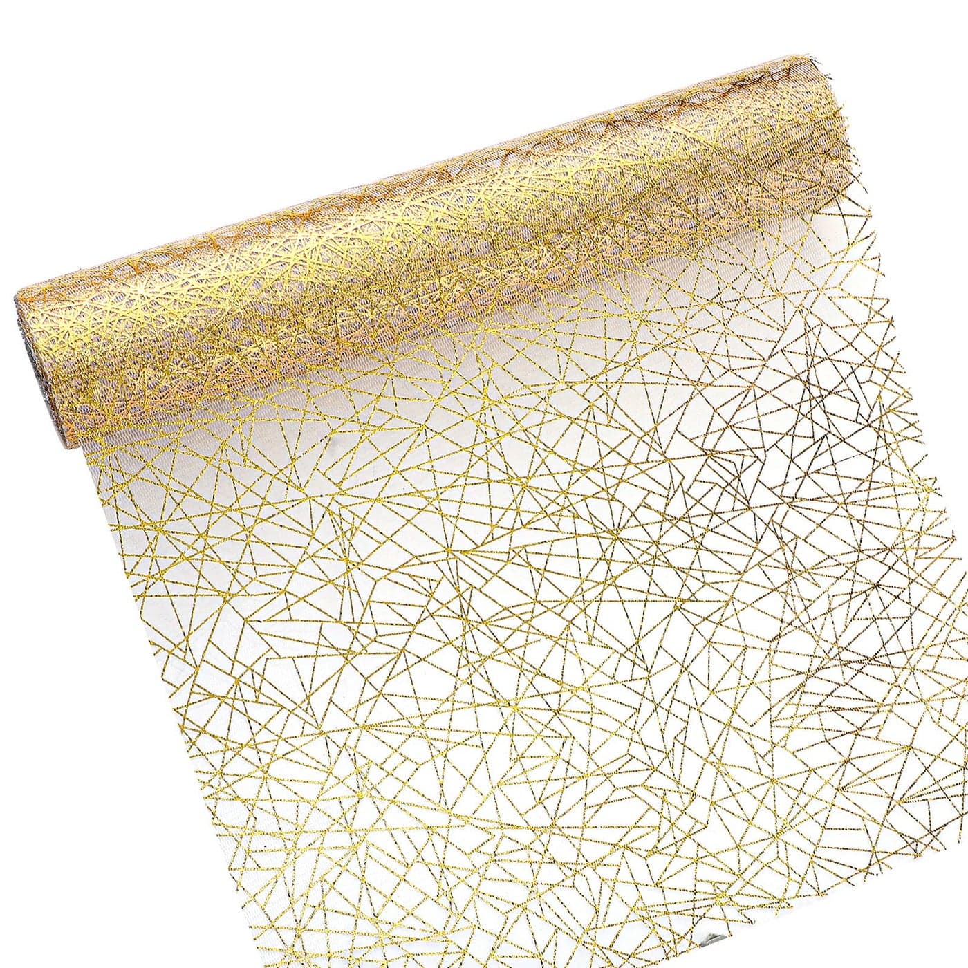Coume Gold Metallic Table Runner 11" x 33 ft Glitter Gold Disposable Mesh Table Runner Centerpieces Decorations for Wedding Bridal Shower Birthday