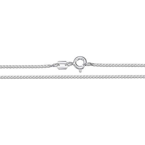 DSS 925 Sterling Silver Necklace for Women, Box Chain 1mm, Lobster Claw Clasps, Sterling Silver Chain, Italian Jewelry for Women, 18in