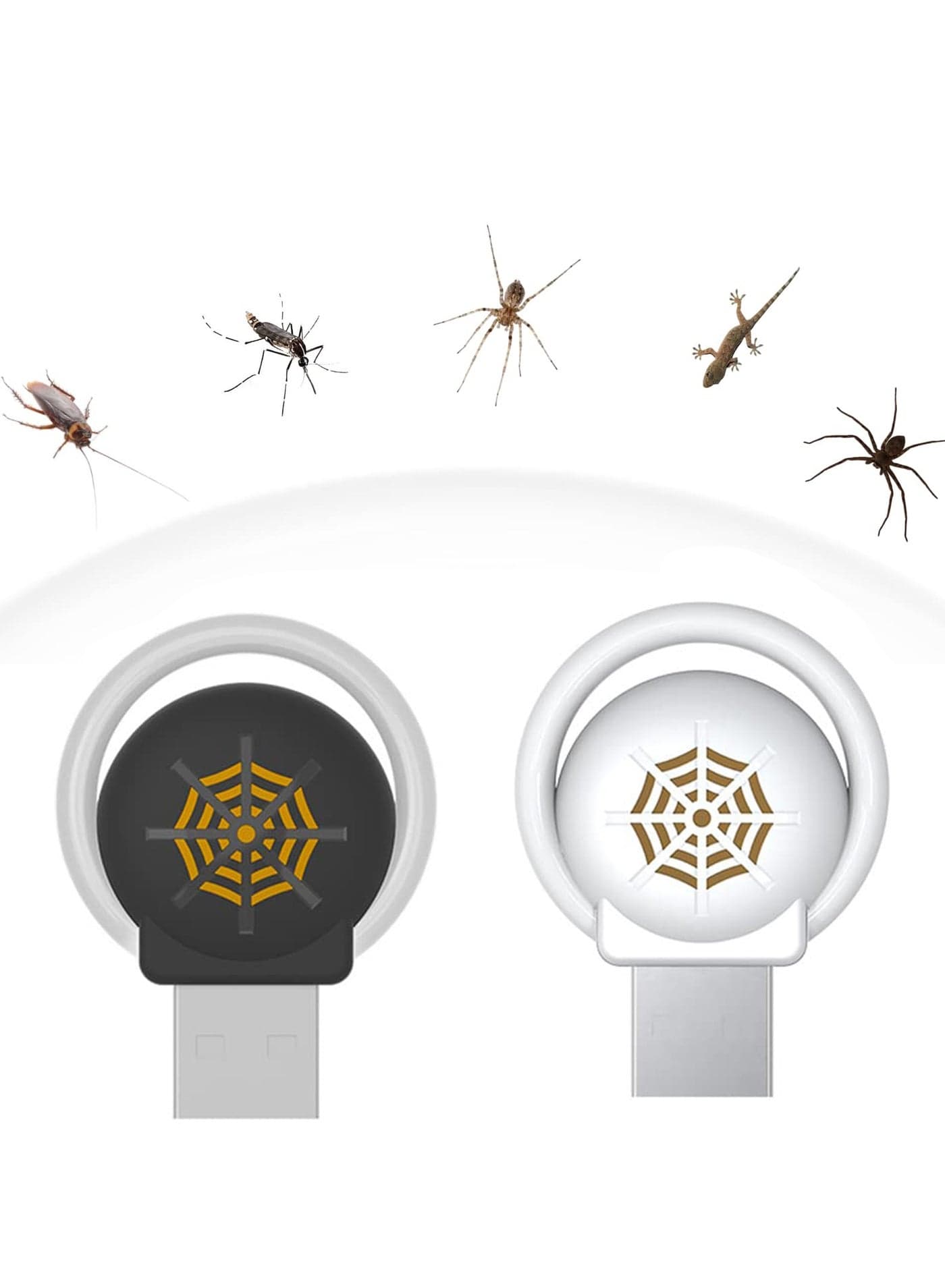 2 Pack USB Ultrasonic Pest Repeller, Eco-Friendly Indoor Electronic Plug-in Pest Control with 3 Modes, Ideal for Home, Office, Hotel, and Car (Black White)