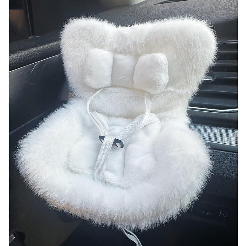 SwiftServ Doll Car Seat for 38 inch Figures Fits Character Plushes Blind Box Dolls Vinyl Collectibles Includes Air Vent Clip Desktop Stand Cute Car Ornament for Collectors White