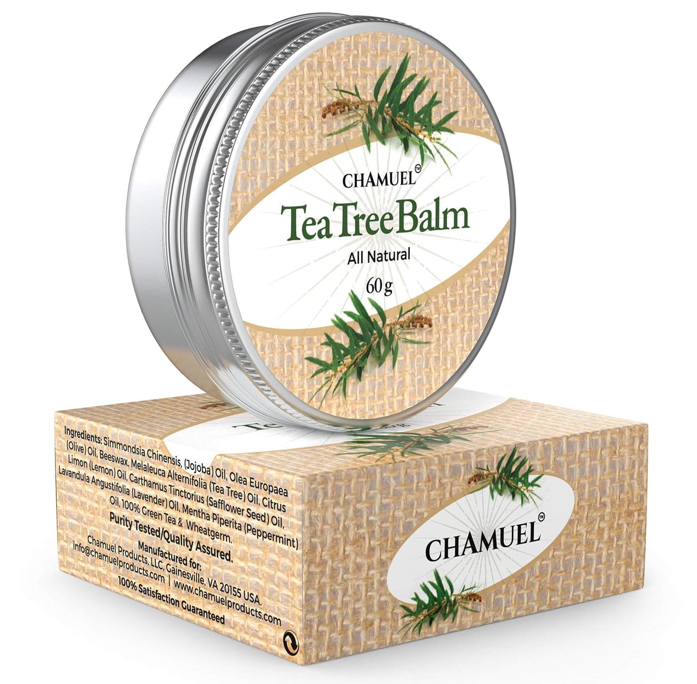 Chamuel Tea Tree Oil Balm All Natural Great Cream for Soothing Eczema Psoriasis Rashes Jock Itch Insect Bites Folliculitis Acne Itches Cracked Heels Cuticles Saddle Sores more