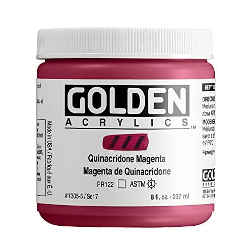 GOLDEN Heavy Body Acrylics Quinacridone Magenta 8 fl oz Jar Professional Acrylic Paint Transparent
