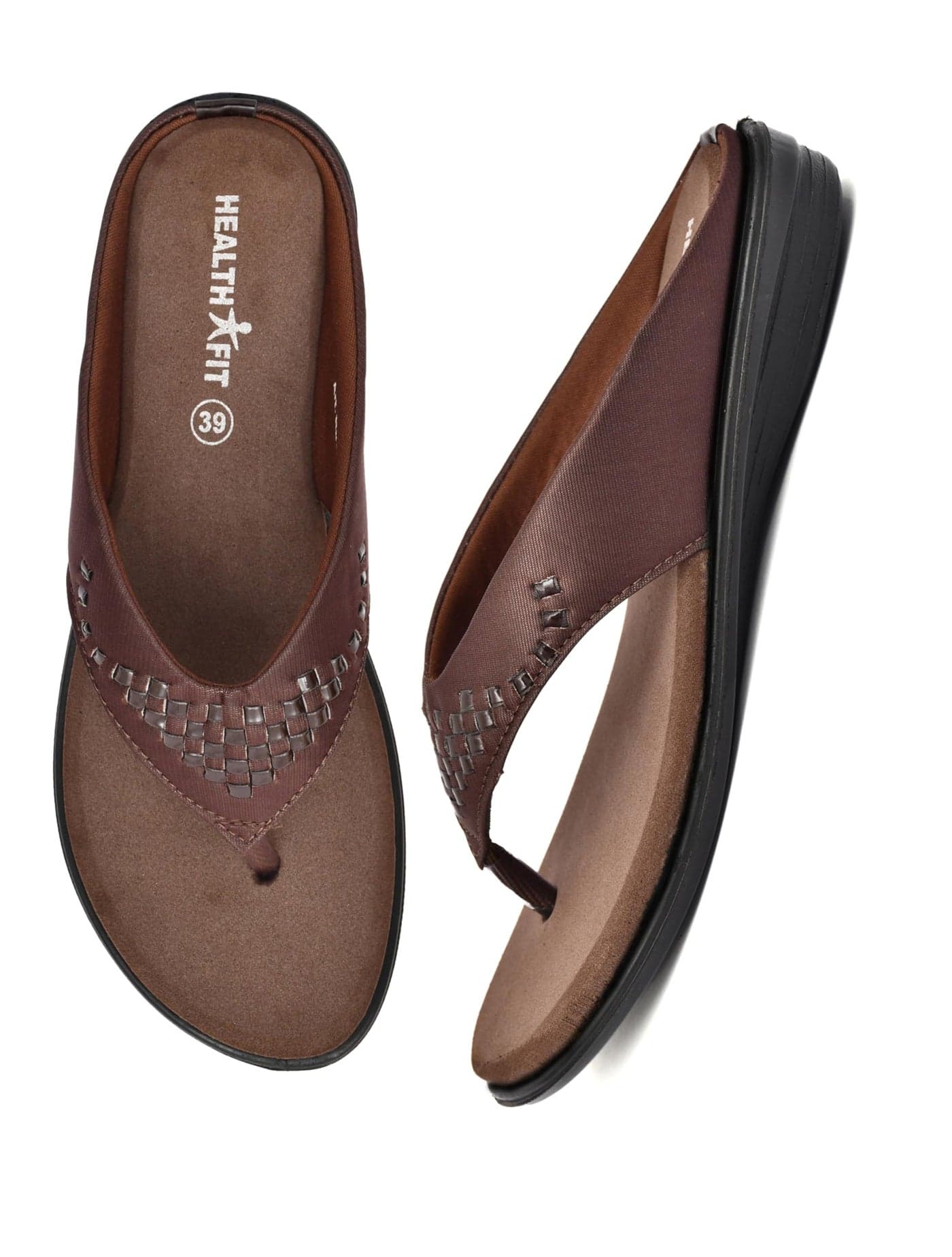 HEALTH FIT Women's Ortho and Diabetic Soft Flatform Sandals (Brown, UK-5)