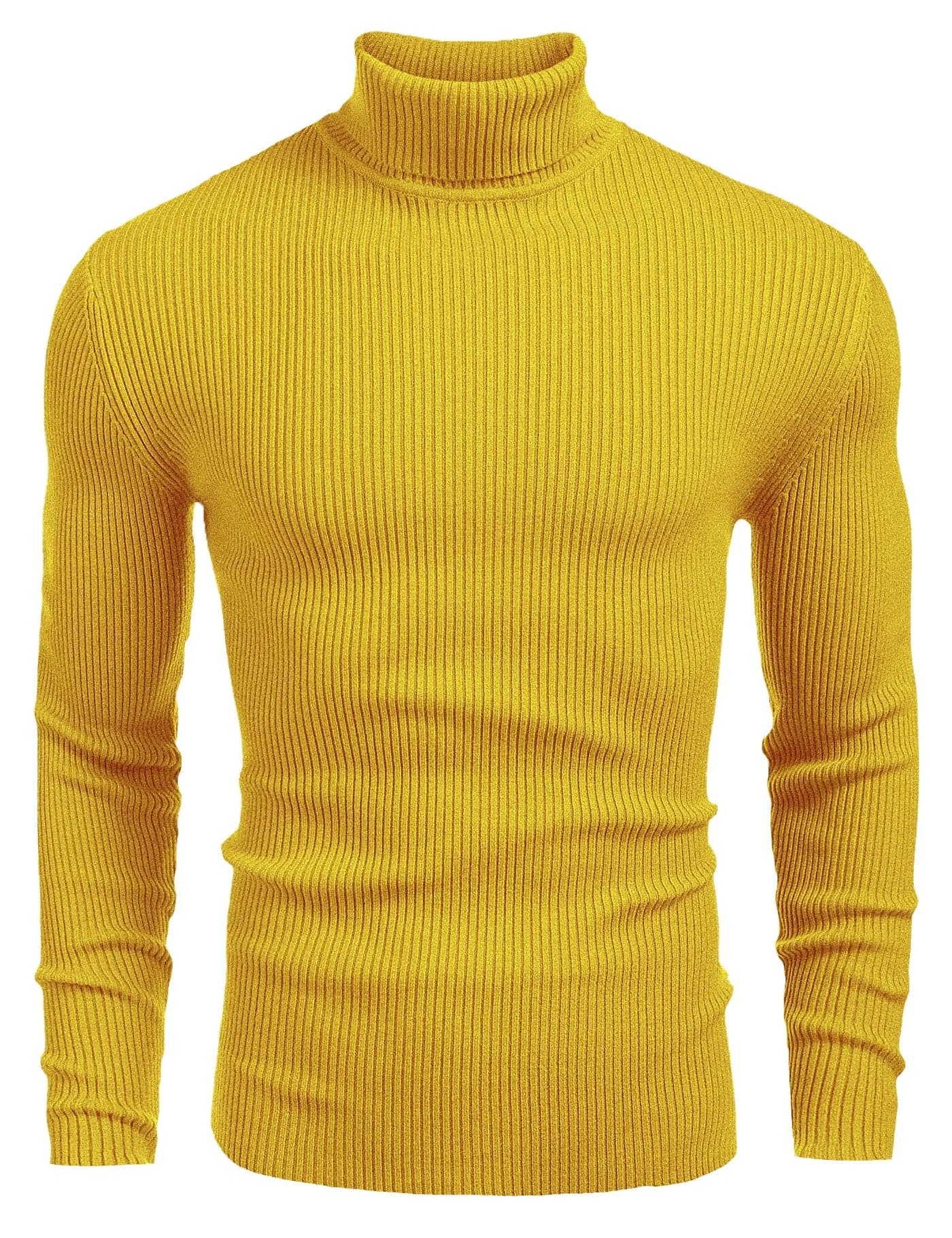 NORTHWIND Men's High and Turtle Neck Cotton Pullover (Mustard Yellow, Large)