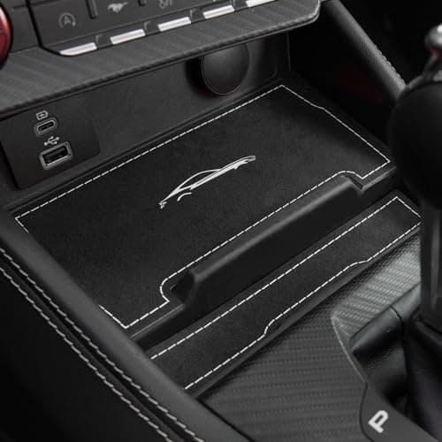 BETTERHUMZ Car Storage Panel Pad Compatible with Ford Mustang 2024 2025 for Alcantara Carbon Leather Protective Decor Mat Car Interior Accessories Suede Black