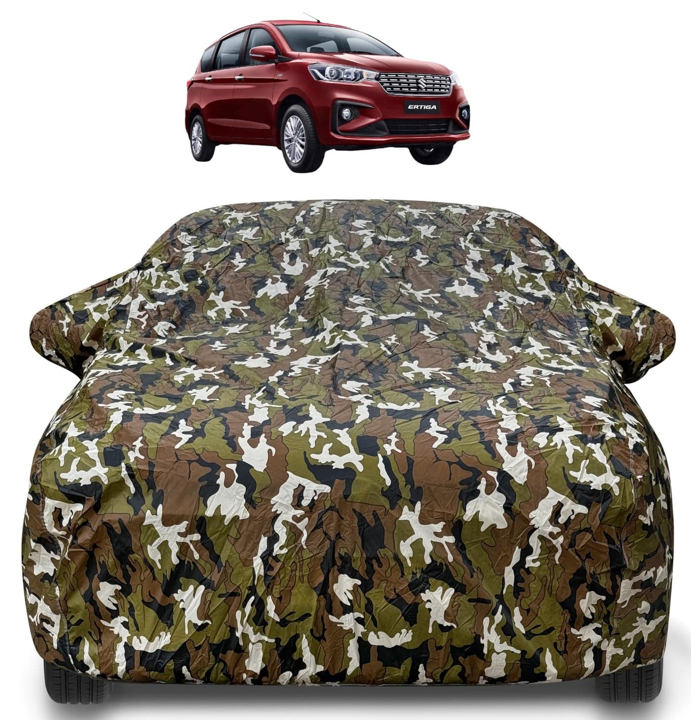 Auto Hub Waterproof Car Cover Compatible with Maruti Ertiga (Model : 2019-Till Date) with Mirror Pockets, Soft Cotton Lining, Ertiga Car Cover Waterproof (Color-Army, 1 Pc)