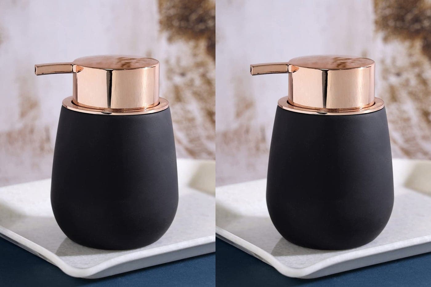 HAINE Unbreakable Liquid Soap Dispenser for handwash with Chrome Bronze Color Pump, 250ml (Black, 2)