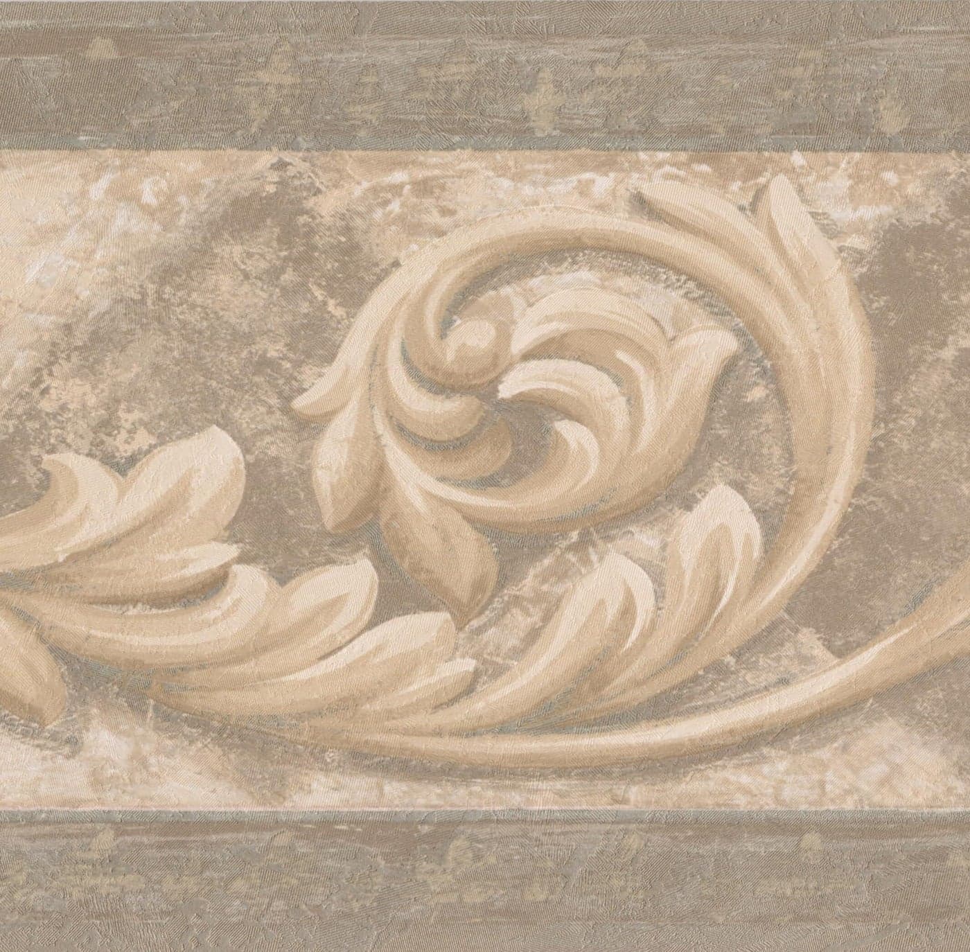 Beige Brown Vine Damask Victorian Wallpaper Border Vintage Design Roll 15 x 7