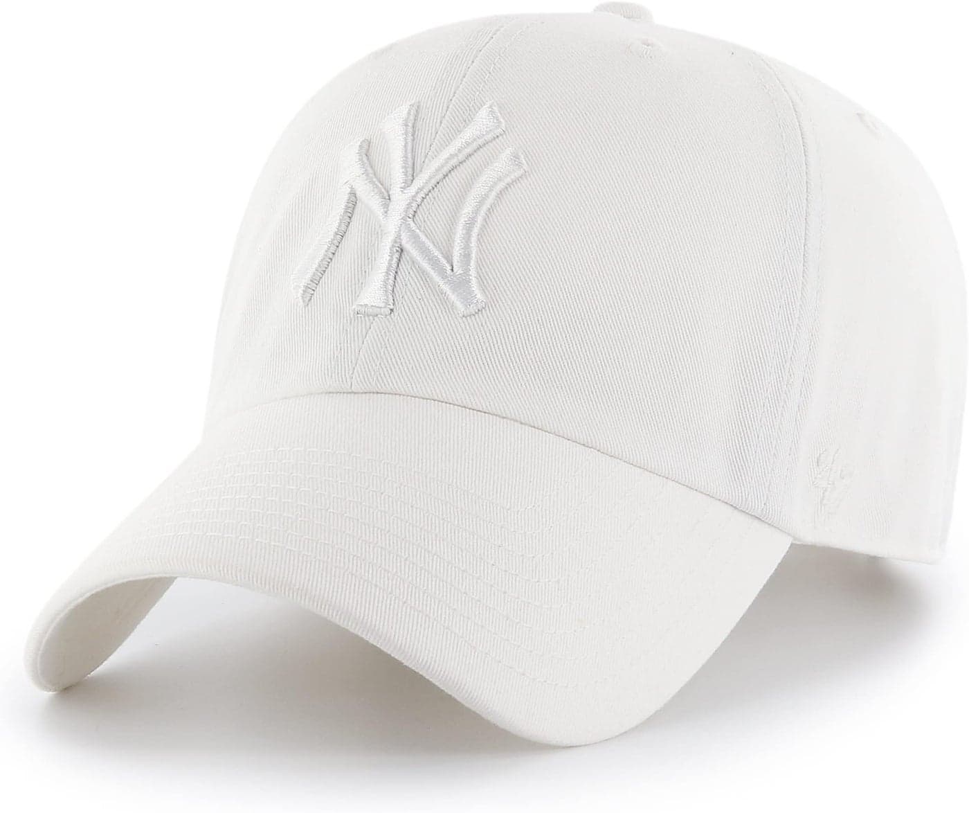 47 Brand MLB White White Primary Logo Clean Up Adjustable Baseball Cap Hat, Adult One Size Fits All - New York Yankees White