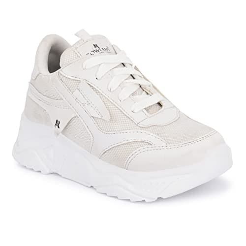 ROWLANS Women's White Mesh Lace-up Lightweight Sports/Gym/Running Shoes 6UK