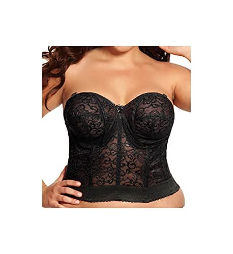 GODDESS womens Lace Bridal Bustier Bras, Black, 34D US