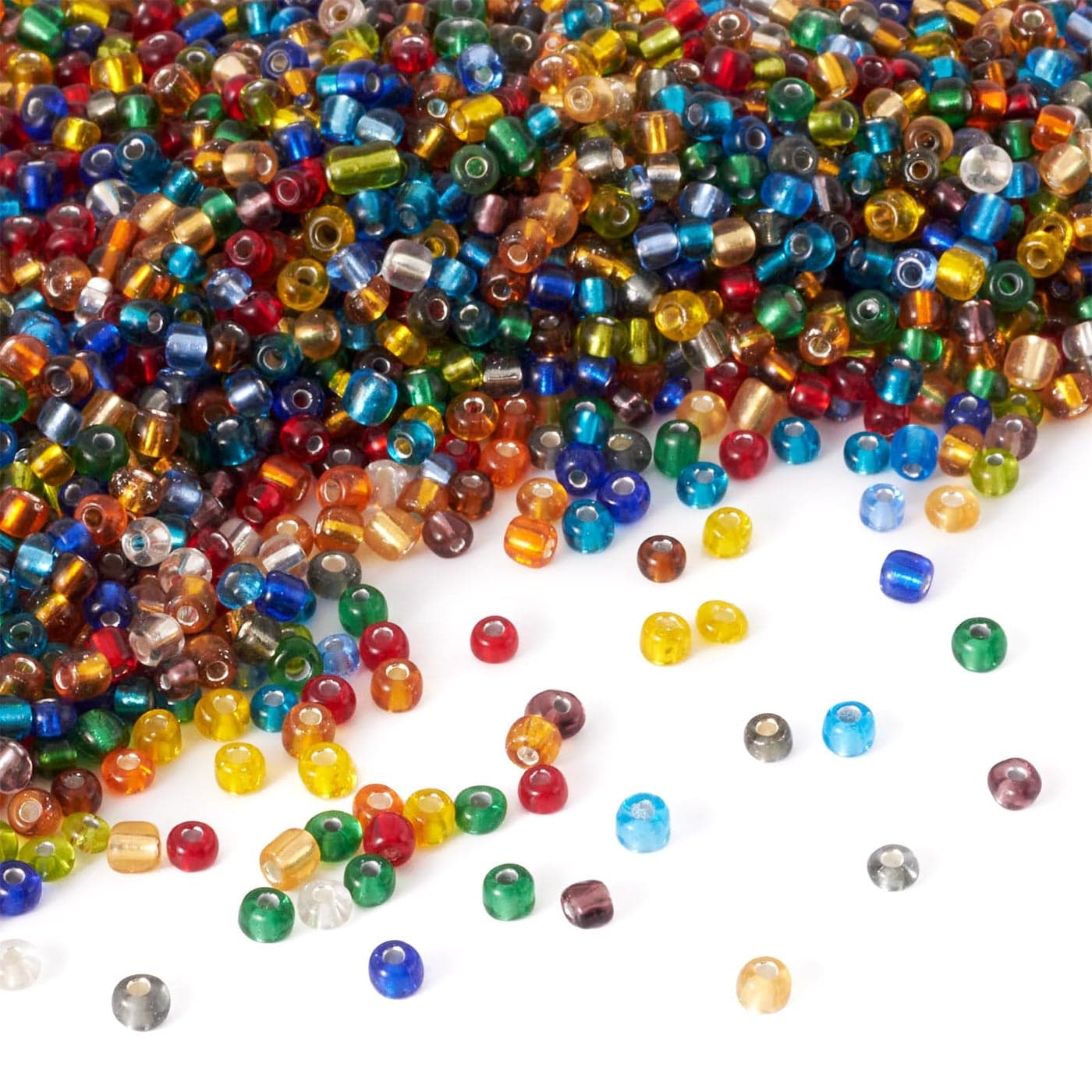 Craftdady 60 Glass Seed Beads 4mm About 4500Pcs Transparent Silver Lined Small Round Pony Loose Spacer Beads Random Mixed Colors for Jewelry Making Hole 15mm