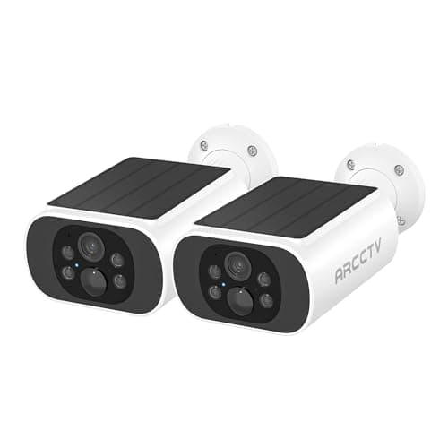 ARCCTV Solar Security Camera Outdoor Wireless, 4MP Battery Powered Home Surveillance Camera with Embedded Solar Panel, PIR Motion Sensor, 2.4G/5G Dual Band WiFi (2 Pack)