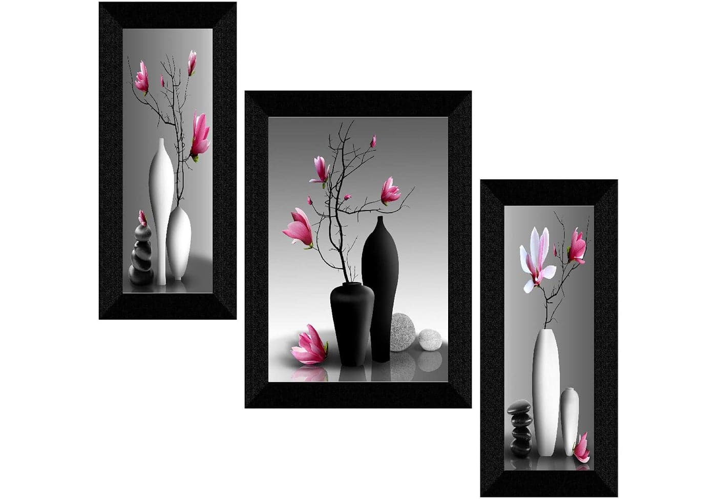 SAF paintings Set of 3 Flower Pot UV Textured Floral Design Home Decorative Gift Item Frame Painting 6 Inch X 13.5 Inch, 10.5 Inch X 13.5 Inch, 6 Inch X 13.5 Inch SANFS31370