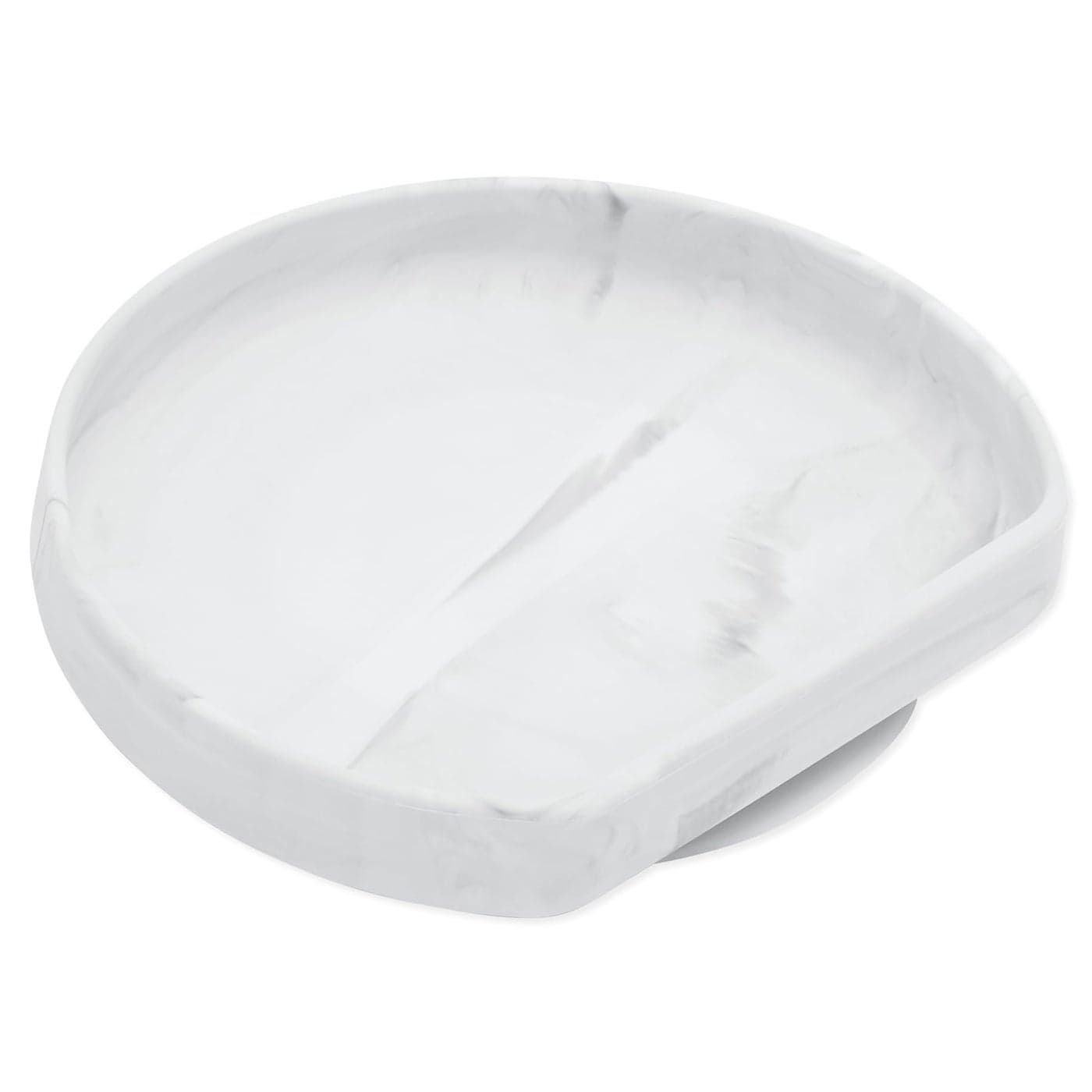 Bumkins Toddler and Baby Suction Plate Silicone Grip Dish for Babies and Kids Baby Led Weaning Children Feeding Supplies Non Skid Sticky Bottom Platinum Silicone Ages 6 Months Up Marble