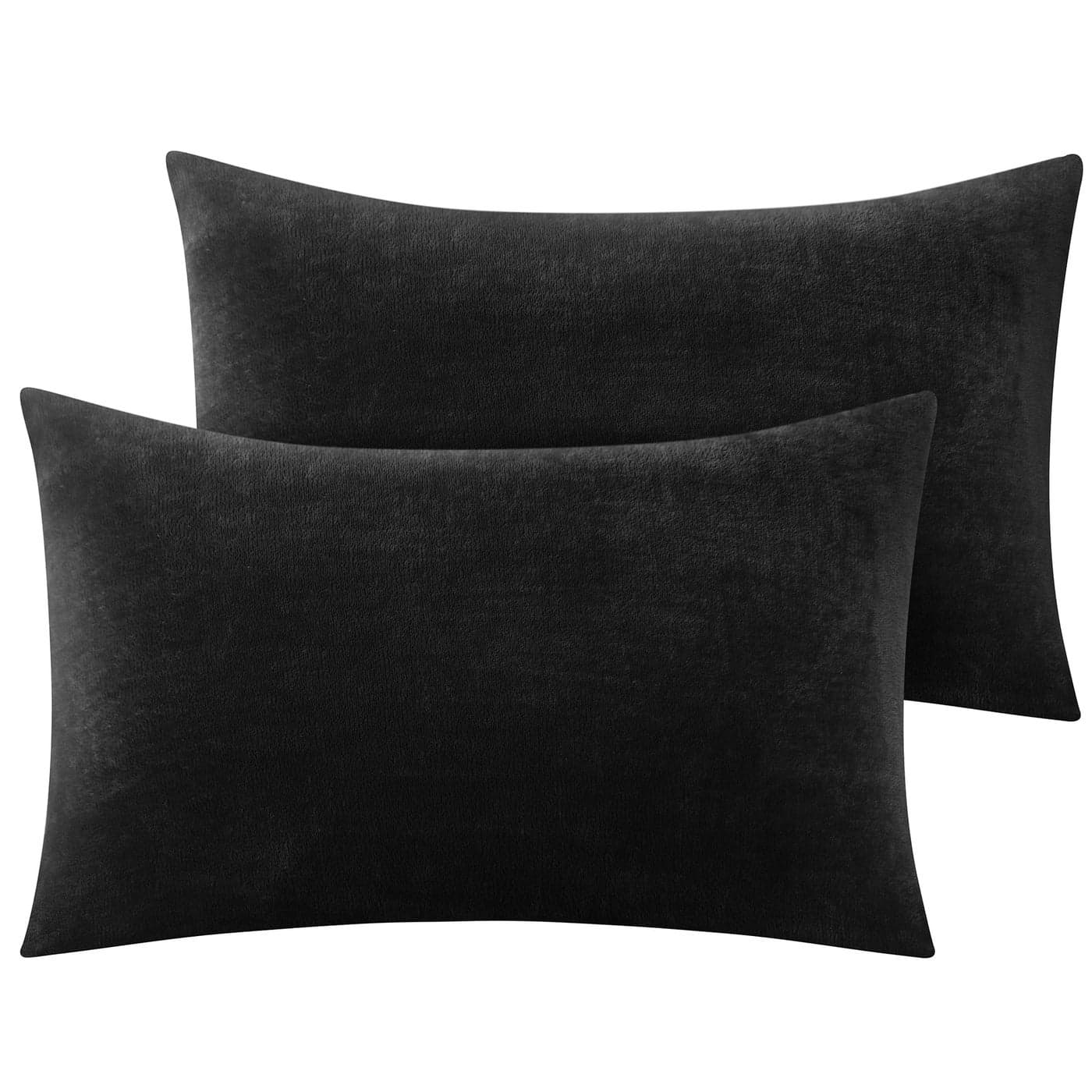 BEDELITE Flannel Pillowcases Standard Set of 2 Super Soft Fleece Pillow Case Cover with Zipper for Bedroom Sofa CouchLuxury Cozy Fuzzy Velvet Pillow Shams for All Seasons20x26 Inches Black
