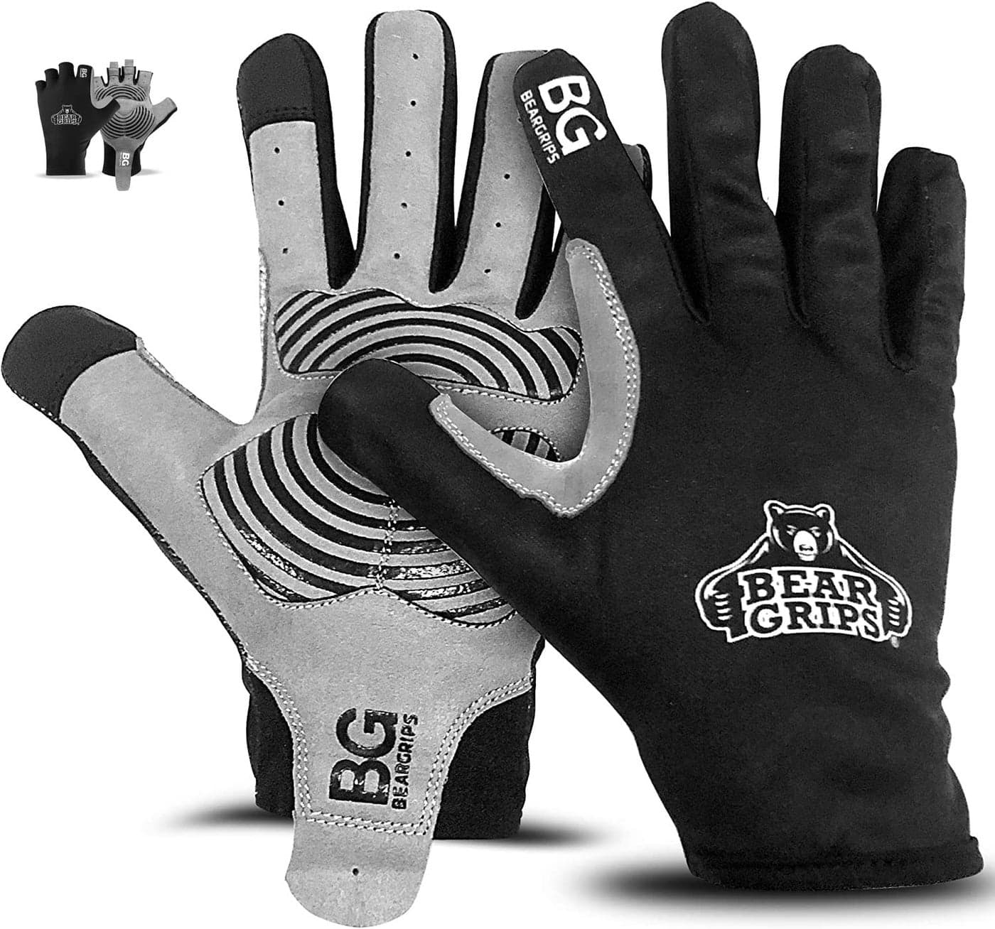 Bear Grips Weight Lifting Gloves for Men & Women | Half Finger Lifting Gloves | Full Finger Workout Gloves for Men | No Finger Exercise Gloves l Compression Weightlifting Gloves | Gym Gloves for Men