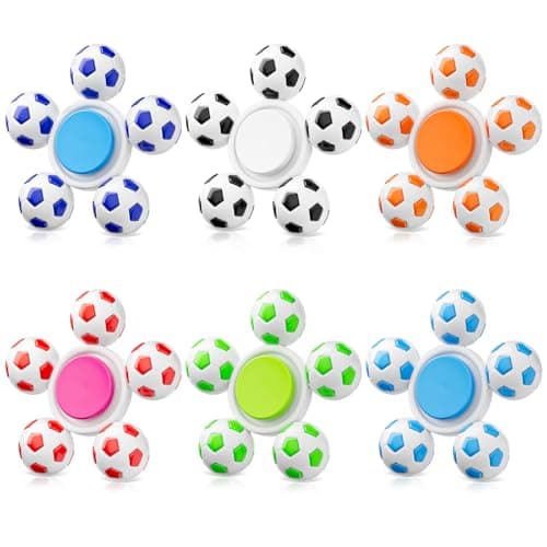 6 Pack Soccer Fidget Spinner Soccer Ball Toys for Kids Sensory Stress Relief Fidget Toys Bulk for Kids Goodie Bag Stuffers for Party Favors Classroom Prizes Easter Basket Stuffers