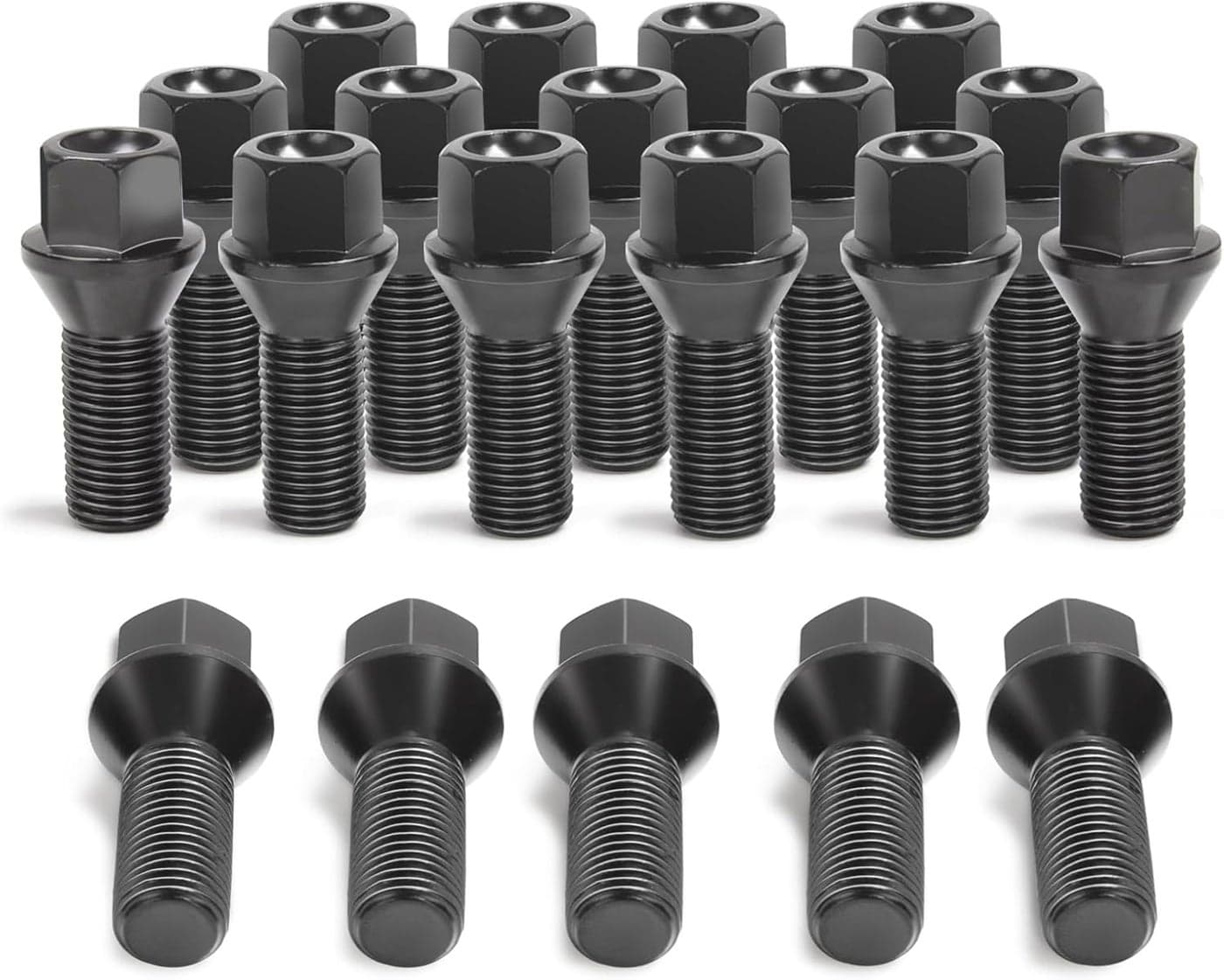 14x1.5 Lug Bolts for Audi, BMW, Volkswagen - Black 20PC Set with 28mm Shank