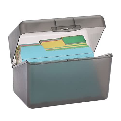 BTSKY 1 Pack 4 x 6 inch Index Card BoxIndex Card Holder Notecard Box Recipe Card Box Plastic Storage Organizer for Filling Index CardsNote cards Flashcards Recipes and etcGrey