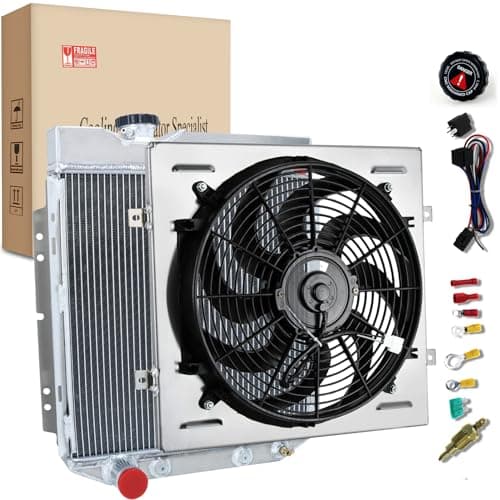 EGINCOOLER 3 Row Aluminum Radiator for 1964-1966 Ford Mustang / 1960-1965 Falcon 5.0L V8 AT/MT with Fan Shroud & Relay 60 61 62 63 64 65 66
