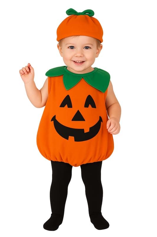 YUPPIN Cute Pumpkin Halloween Costume for Kids – Fancy Dress Outfit with Hat for Boys & Girls (Ages 2–8 Years)