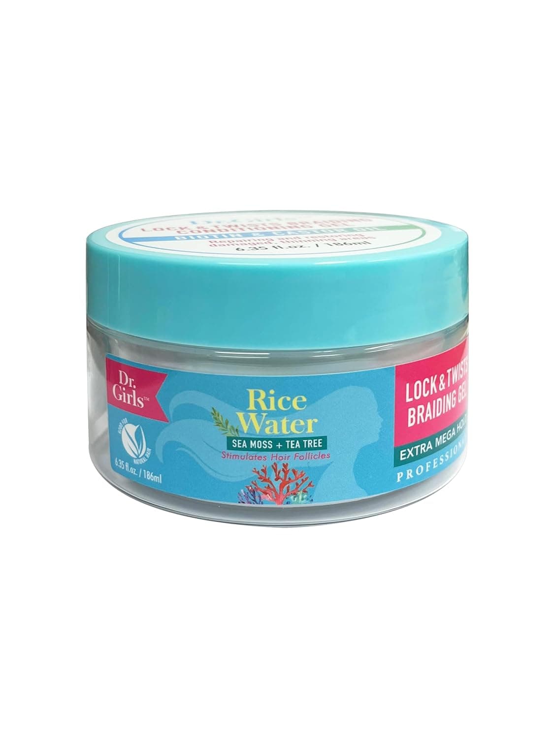 RB Collection Dr Girls Rice Water LockTwists Braiding Conditioning Gel Biotin Castor Oil Extra Mega Hold 635 oz Sea Moss Tea Tree