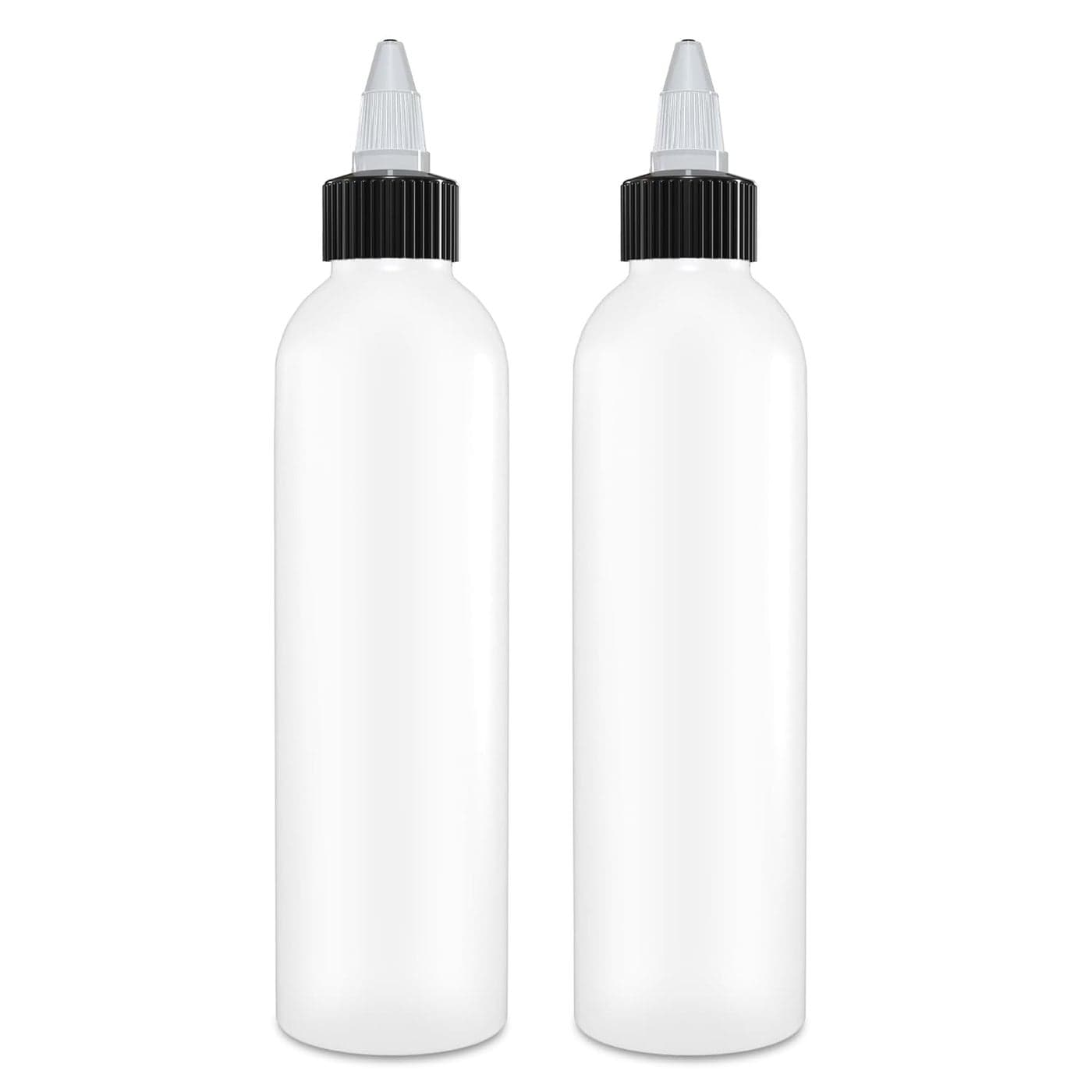 BRIGHTFROM Twist Top Applicator Bottles Squeeze 6 OZ Empty Plastic Bottles Refillable OpenClose Nozzle Multi Purpose Pack of 2 Black