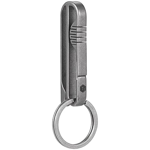 KeyUnity KM03 Titanium Keychain Clip Belt Loop Key Holder with Removable Key Ring for Duty Belt (Sandblasted)