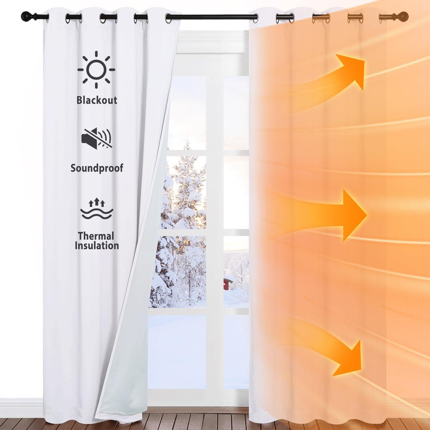NICETOWN Sound Barrier 100 Blackout Divider Curtains 84 Noise Heat and Cold Blocking Drapes with Felt Fabric Lining for Noise ReducingNurseryDaytime SleepBedroom White 2 PCs 52 Wide