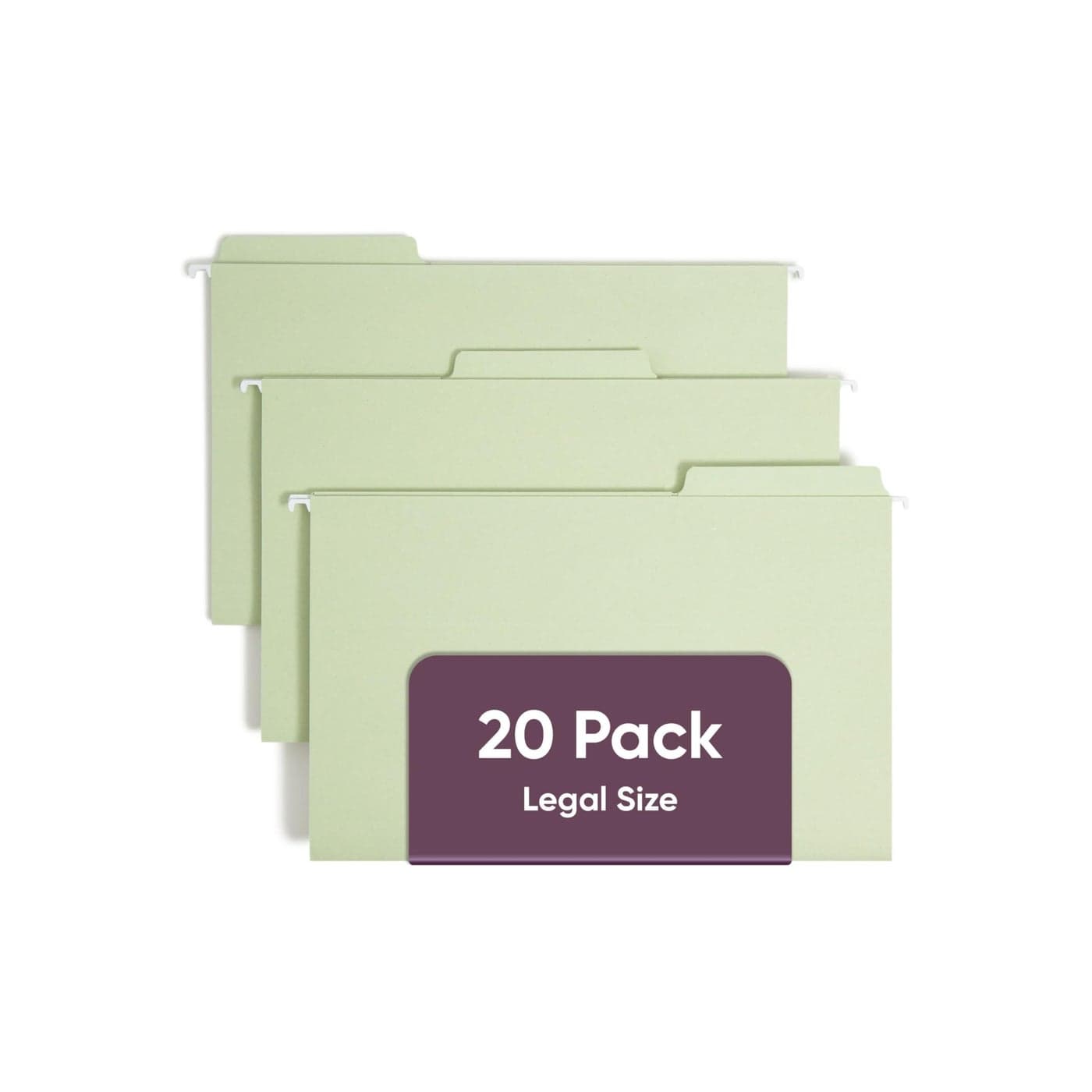Smead FasTab Hanging File Folder 13Cut Builtin Tab Legal Size Moss 20 Count 64083
