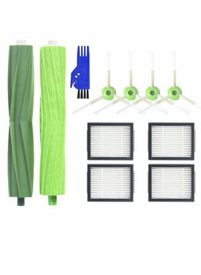 Replacement Parts Accessories, Compatible for iRobot Roomba, E J Series Vacuum Cleaner,1 Set Multi-Surface Rubber Brushes 4 HEPA Filters 4 Side Brushes