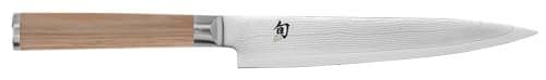 Shun Classic Blonde 6" Utility Knife, Handcrafted Japanese Kitchen Knife, VG-MAX Core with Damascus Stainless Steel Cladding, Pakkawood Handle, Precision and Sharpness for Professional and Home Chefs