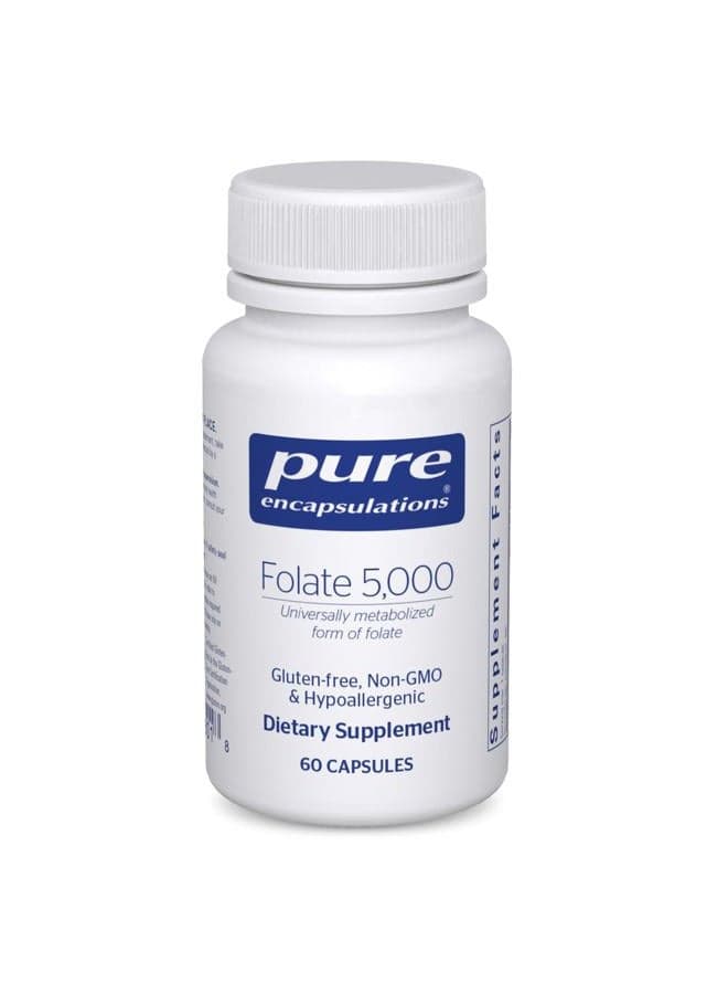 Folate 5,000 - Activated Vitamin B9 as 5-Methyltetrahydrofolate (5-MTHF) - 60 Capsules