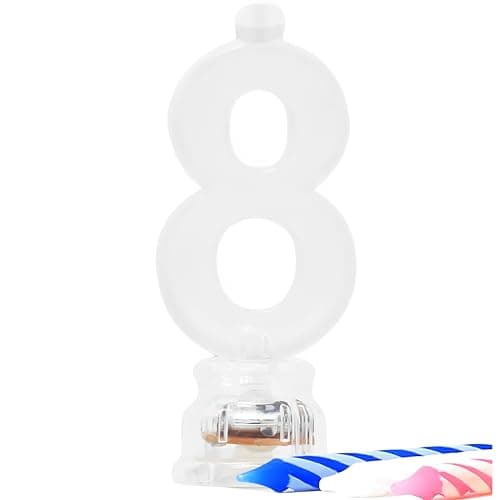 Unique Number 8 Flashing Holder Candles 3 Multicolor