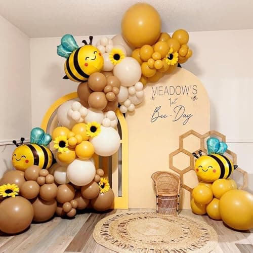 Toys Treasure We Deliver Smiles Bee Balloon Garland Arch Kit 123pcs Brown Yellow White Little Honey Birthday Party Decorations Retro Theme Set