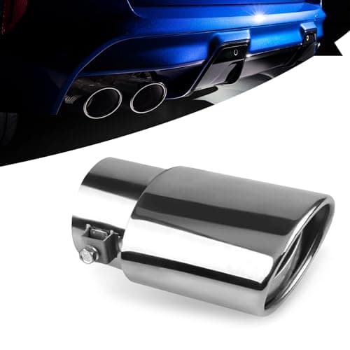 UGSHY 1 PC Car Tail Throat Exhaust Pipe 55In x 25In Metal Vehicle Modification Muffler Tailpipe Universal Durable Straight Automotive Tail Pipe Accessories for Truck SUV Bright Silver