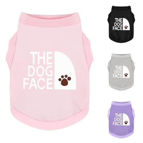 Personality Canine Attire: Soft, Lightweight Cotton Dog Clothes with 'The Dog Face' Print. Small and Medium Breeds, Perfect for Everyday Wear, Comfortable and Breathable Dog Shirt Pink L