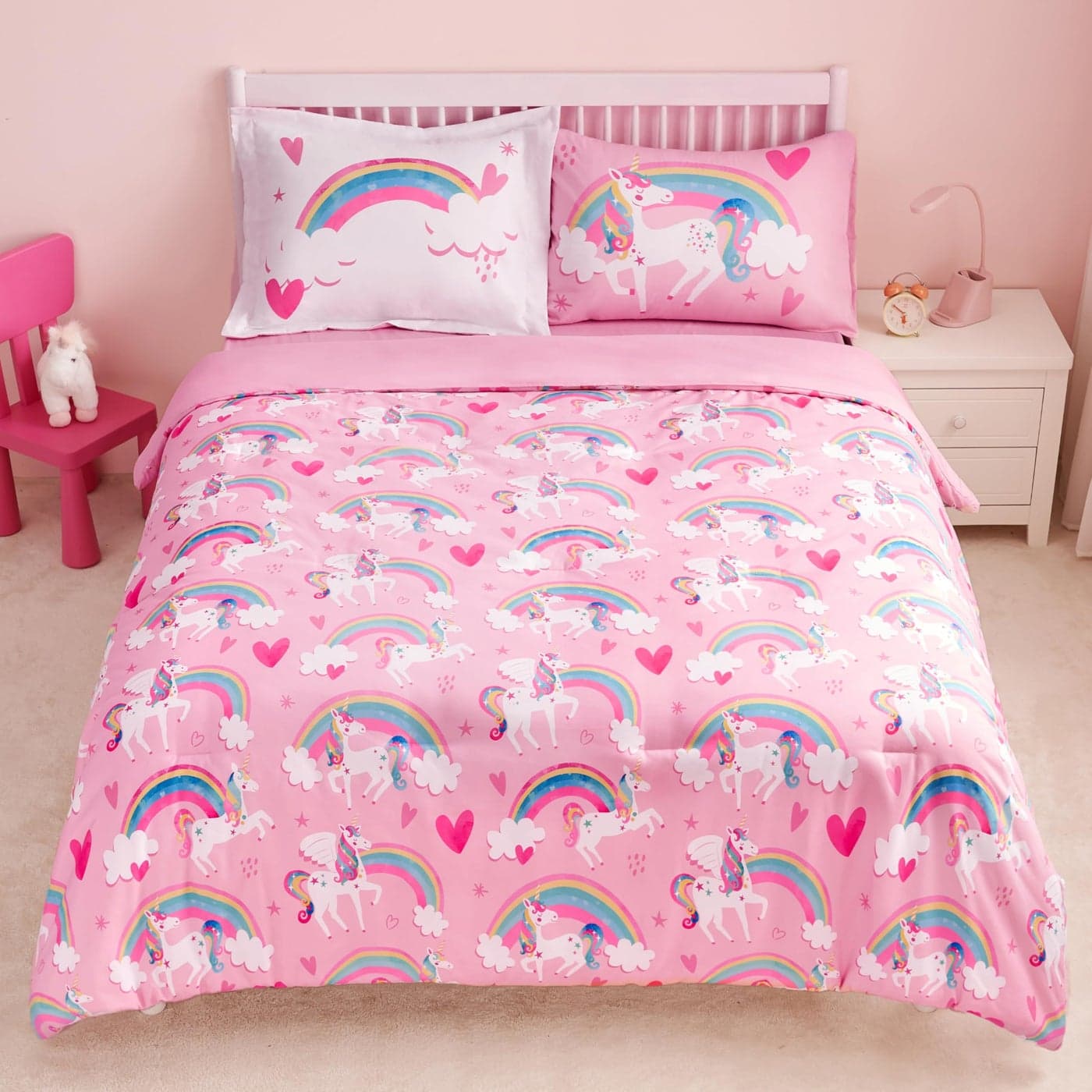 Joiedomi Kid Twin Comforter Set 5 Piece Unicorn Rainbow Bedding Set for BoysGirls Super Soft Microfiber Bed in a Bag with Comforter Sheets Pillowcase Sham