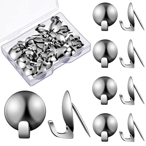 Zhengmy 30 Pcs Metal Cubicle Hooks Fabric Panel Wall Hooks Cubicle Clips Push Pins Picture Hangers for Bulletin Board 20 Lbs Kitchen Office Home Accessories Supplies(Silver)