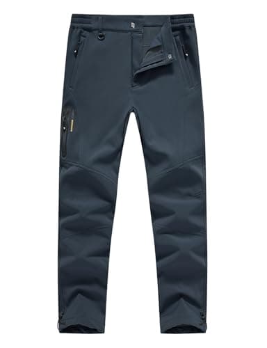 Rdruko Men's Snow Ski Pants - Waterproof Insulated Winter Hiking Snowboard Softshell Fleece Lined Pants (Cold Grey, 38)
