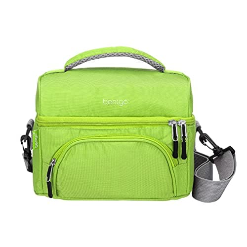 Bentgo Deluxe Lunch Bag - Durable and Insulated Lunch Tote with Zippered Outer Pocket, Internal Mesh Pocket, Padded & Adjustable Straps, & 2-Way Zippers - Fits Most Bentgo Lunch Boxes (Green)