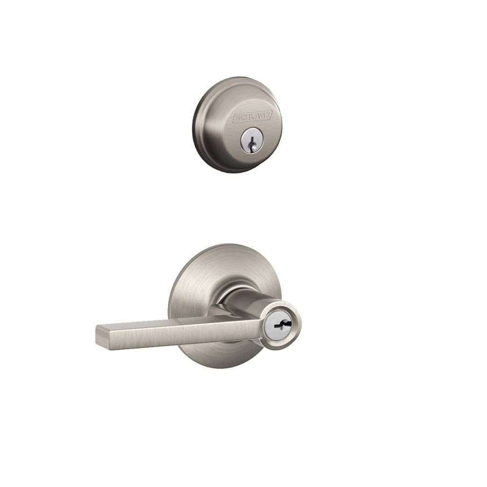 Schlage FB50N V LAT 619 Single Cylinder Deadbolt and Keyed Entry Latitude Lever Satin Nickel