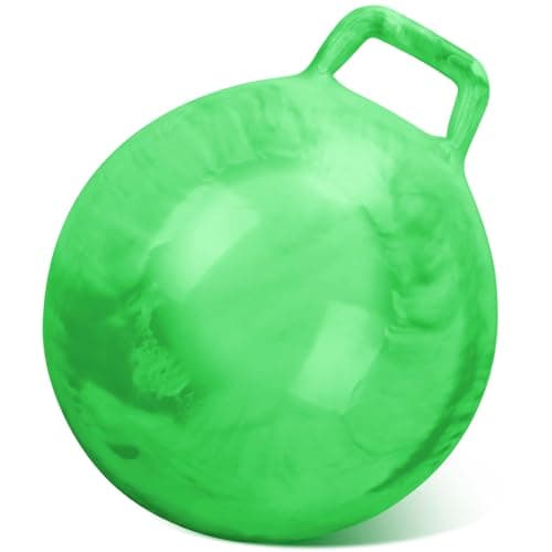 Gemscream Kids Bouncy Hopper Ball with Handle Jumping Hopping Exercise Balls for Toddlers Boys Girls Indoor Outdoors Sports School Games Exercise Gifts18 InchMarbled Green