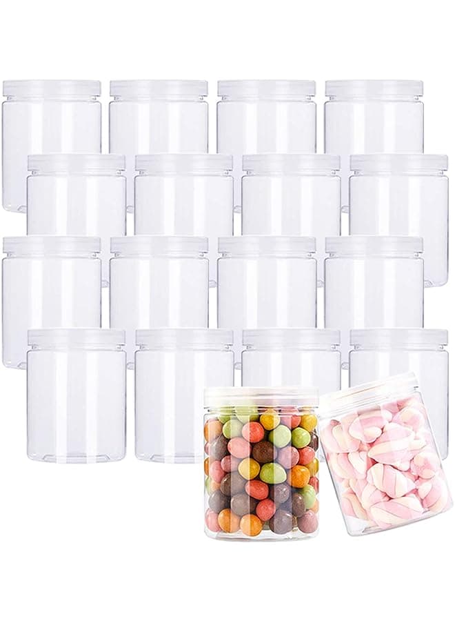 Pack 7.1oz/210ml Refillable Empty Slime Containers with Lids Round Clear Jars,Wide-Mouth Plastic Slime Storage Favor Jars for Crafts,Dry Food,Peanut Butter,Honey and Jam Storage