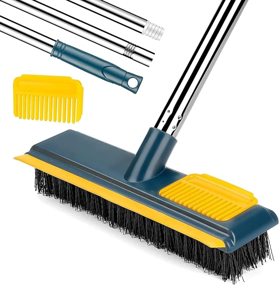 HVG TRADERS Bathroom Cleaning Brush with Wiper 2 in 1 Tiles Cleaning Brush Floor Scrub Bathroom Brush with Long Handle 120 Rotate Bathroom Floor Cleaning Brush
