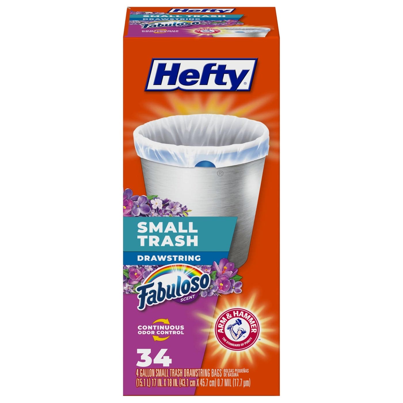 Hefty Small Trash Bags Fabuloso Scent 4 Gallon 34 Count