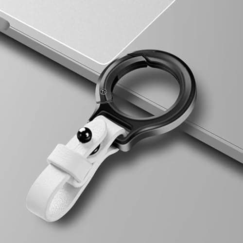 AUGEN Belt Loop Leather Key Ring Keychain For Keys Car (White)
